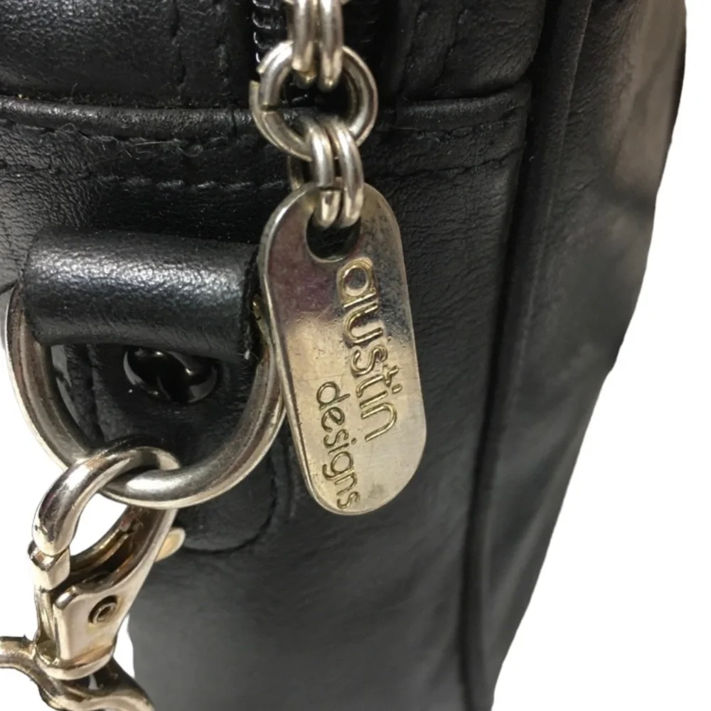 AUSTIN DESIGNS All Leather Vintage Black Crossbody Bag